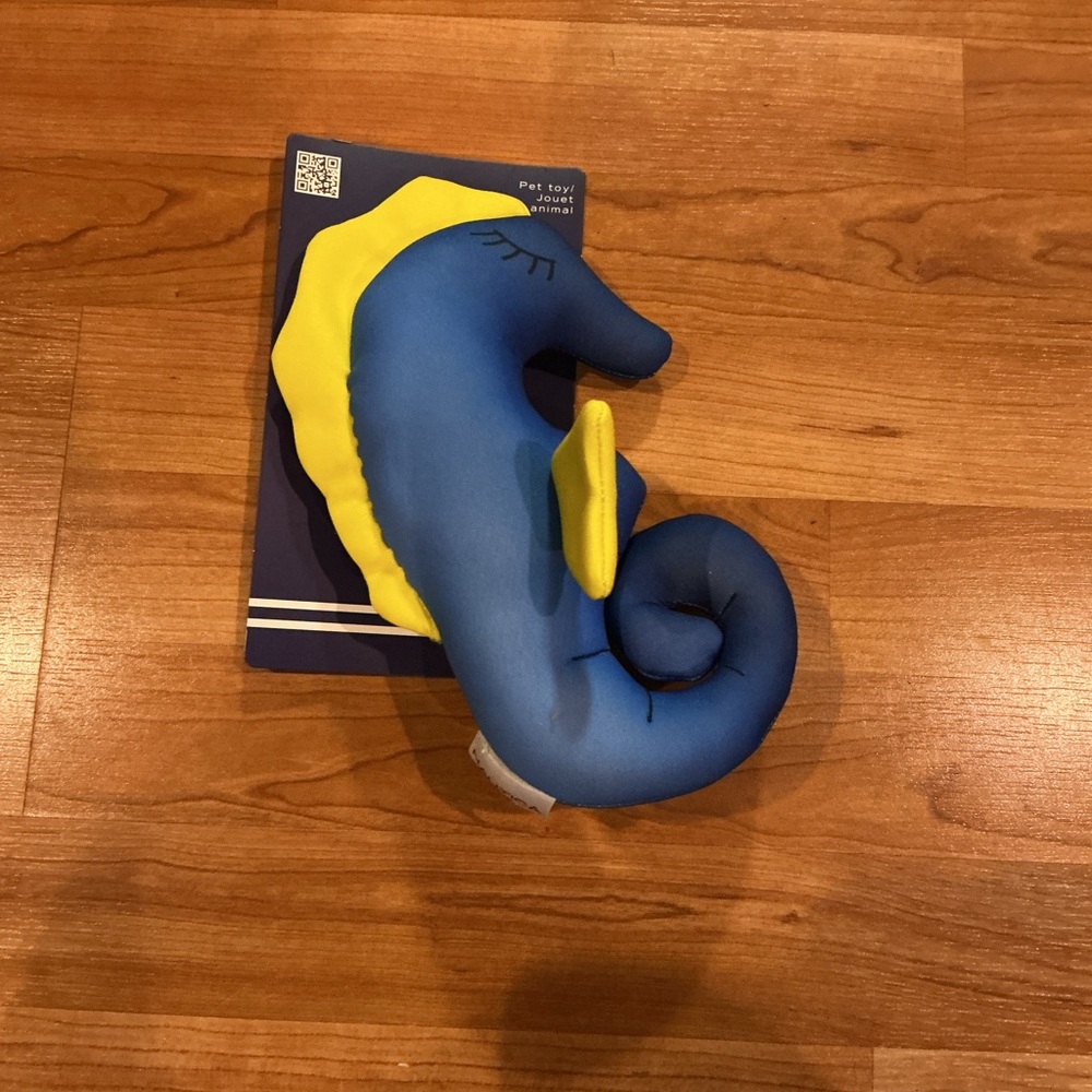Nautica Blue and Yellow Seahorse Dog Toy